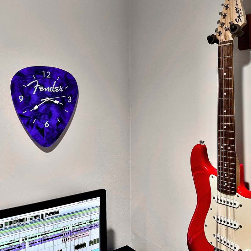 Guitar Pick Wall Clock Blue – Unique Music Lover Home Decor, Battery-Powered Silent Decorative Clock for Bedroom, Studio & Living Room