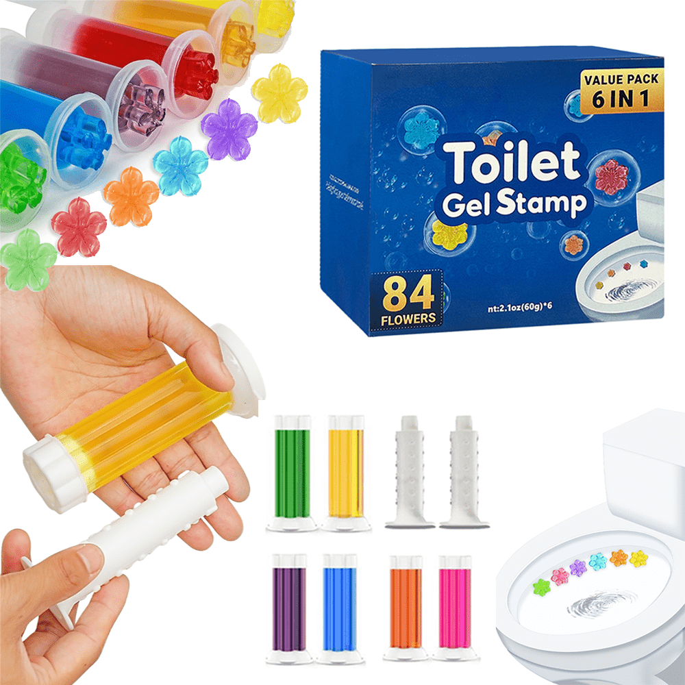 Toilet Bowl Cleaner Gel Stamps with Dispenser – Dissolves Yellow Scale, Water & Urine Stains, Auto-Release Per Flush, Air Freshening Scent, for Toilet, Wash Basin, Bathroom & RV