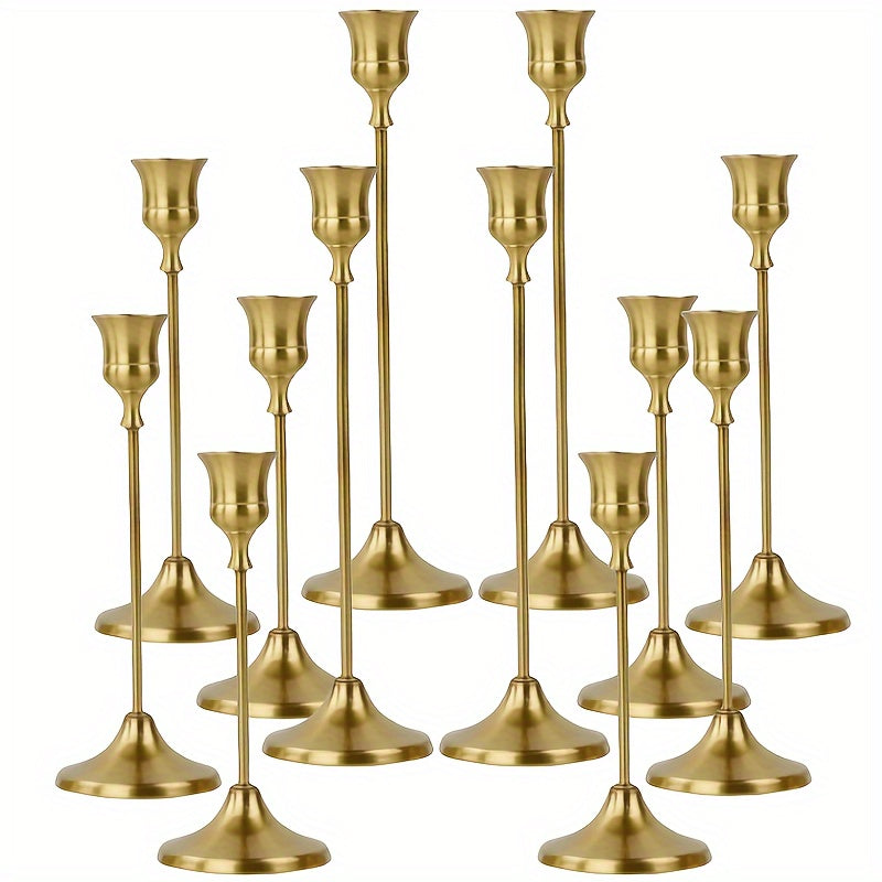 Metal Taper Candle Holders Set Elegant Detachable Base for Wedding Centerpiece Candlelit Dinner Table Decor Home Accent Copper and Black Set of 6 12 36