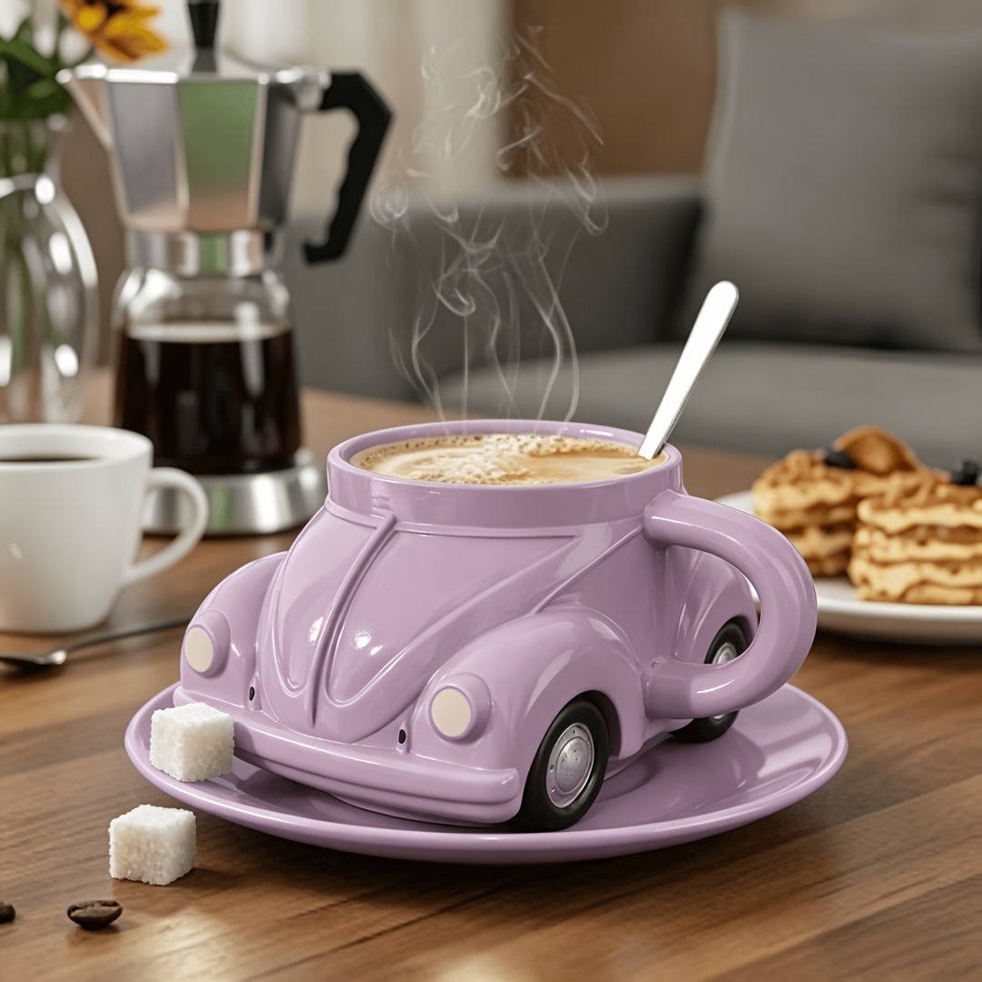 Vintage Car Shaped Resin Mug Ornament, Retro Classic Auto Coffee Cup Sculpture for Desktop, Office & Car Dashboard Decor, Unique Collectible Gift for Car Enthusiasts in 8 Colors