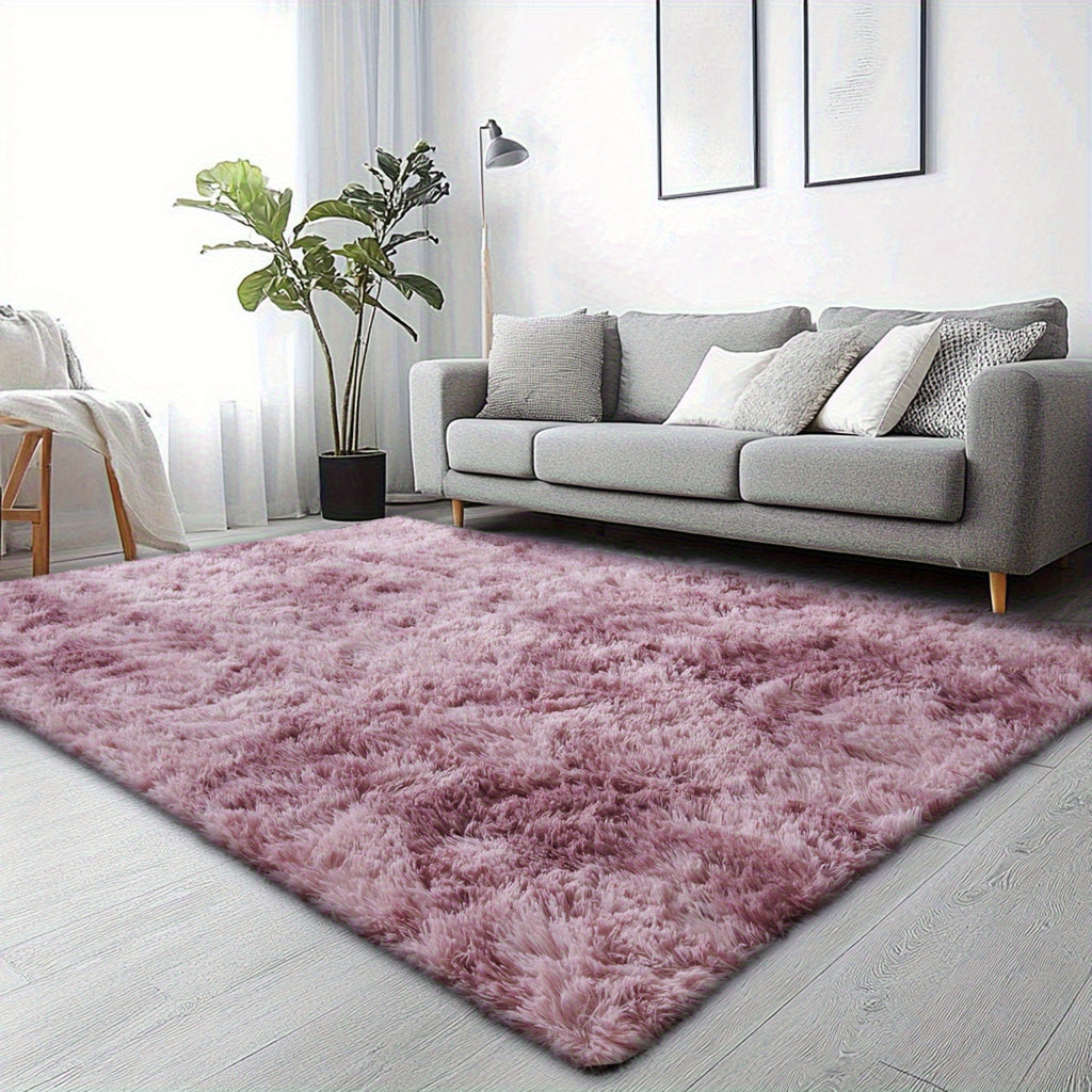Velvet Shag Area Rug with Non-Slip Backing – Super Soft Plush Indoor Carpet for Living Room, Bedroom & Kitchen, Tie-Dye & Solid Colors, 5 Sizes