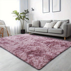 Velvet Shag Area Rug with Non-Slip Backing – Super Soft Plush Indoor Carpet for Living Room, Bedroom & Kitchen, Tie-Dye & Solid Colors, 5 Sizes