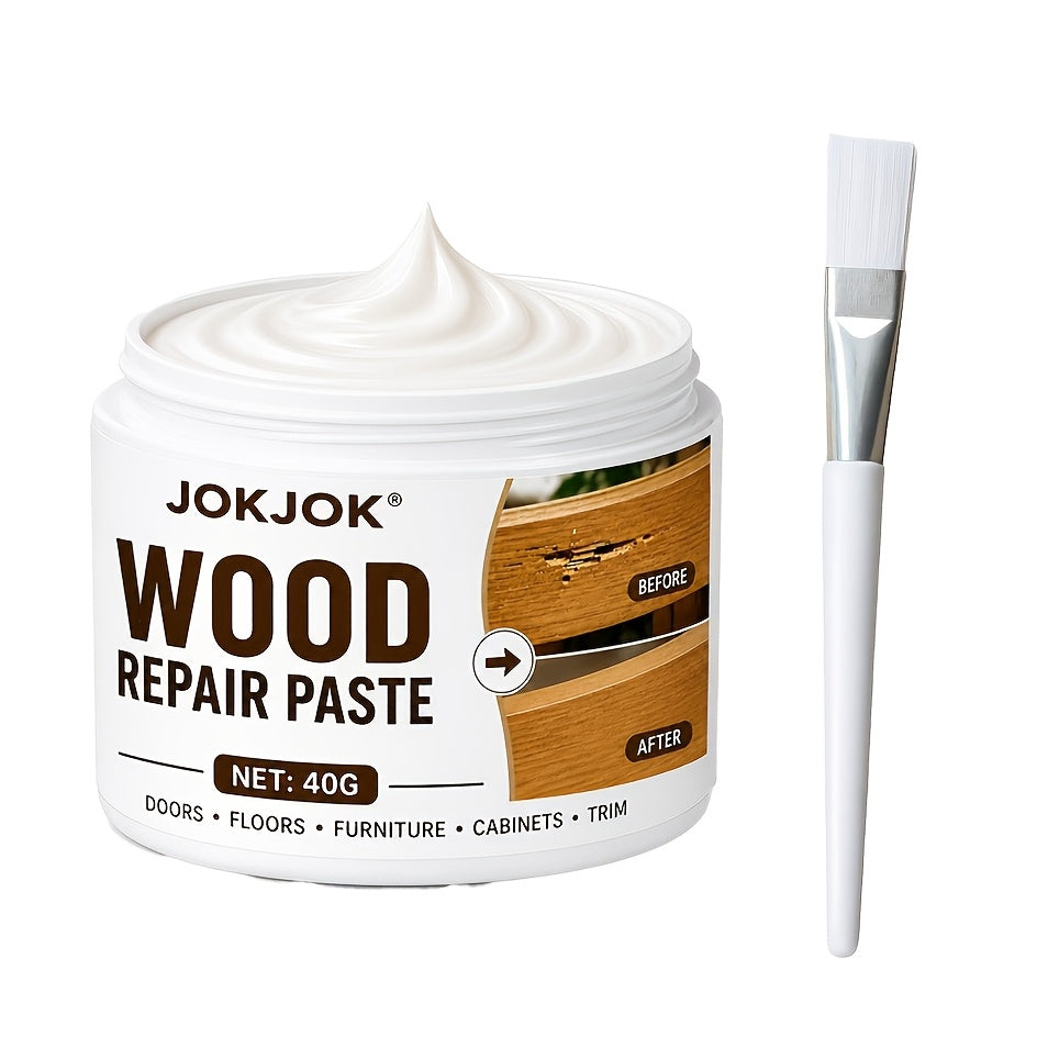 Wood Repair Paste Filler Cream - Fixes Scratches, Cracks, Chips & Holes, Restores Color on Furniture, Floors, Cabinets, Doors, Tables & Trim, Easy-Apply Wood Restoration Cream