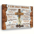 Rustic Framed Christian Canvas Wall Art Print Jesus Cross with Lilies Inspirational Religious Home Decor – Bible Wall Decoration for Living Room Bedroom, Ready to Hang