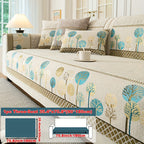 Bohemian Embroidered Sofa Cushion Cover Geometric Tree Leaf Design Pet Friendly Elegant Blue Gold for Living Room Bedroom Office All Sofa Sizes