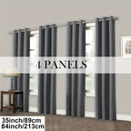 Room Darkening Blackout Curtains 4-Pack – Grommet Top Plain Weave Sun Blocking Drapes for Living Room & Bedroom, 9 Colors, 7 Size Options, Woven Polyester
