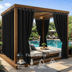 Outdoor Semi-Blackout Curtains Waterproof Grommet Top 4 Panels, Weather-Resistant Privacy Panels for Patio Pergola Gazebo Porch, 9 Colors 6 Sizes