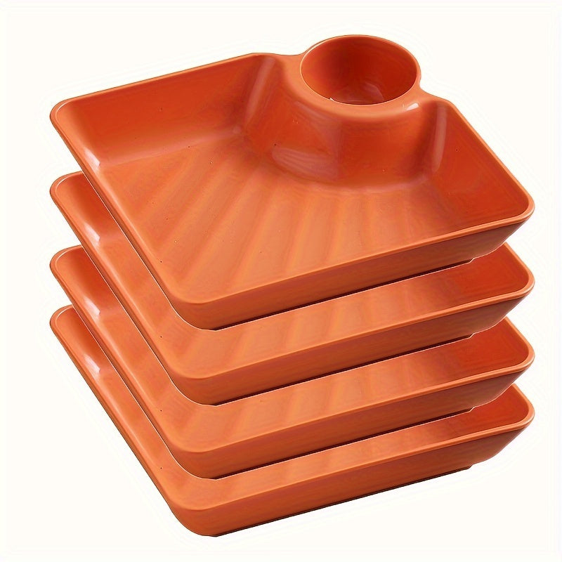 Colorful Serving Plates Set of 4 BPA-Free PP Snack Sushi Appetizer Plates with Dipping Sauce Dishes for Charcuterie Desserts Holiday Christmas Parties
