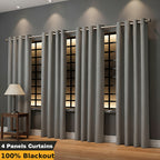 4-Panel Blackout Curtains Set Heat Insulating Noise Reducing Privacy Drapes for Bedroom Living Room Balcony – 6 Sizes 4 Colors