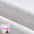Linen Textured Blackout Curtains 4 Panels – 100% Room Darkening Thermal Insulated Grommet Drapes, Noise Reducing Window Curtains for Bedroom Living Room, 52W x 63/84/95 Inch