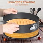 Springform Cake Pan Set 6pcs Nonstick Carbon Steel – Heart, Round & Square Cheesecake Pans 7–11 Inch with Removable Bottom for Mousse, Cheesecake & Layer Cakes