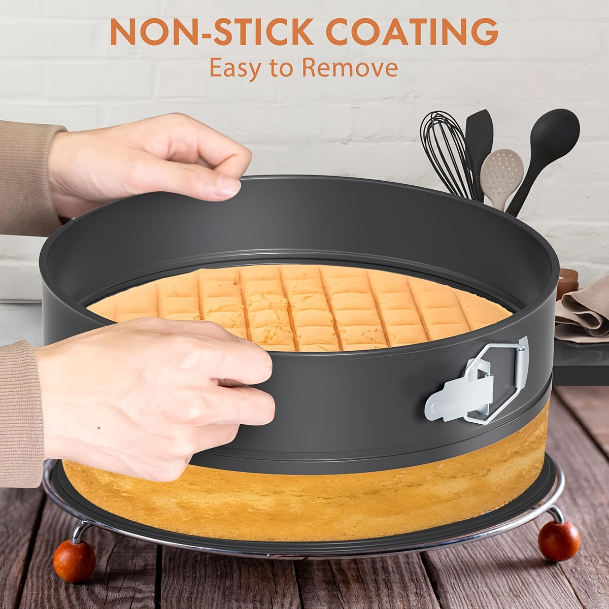 Springform Cake Pan Set 6pcs Nonstick Carbon Steel – Heart, Round & Square Cheesecake Pans 7–11 Inch with Removable Bottom for Mousse, Cheesecake & Layer Cakes