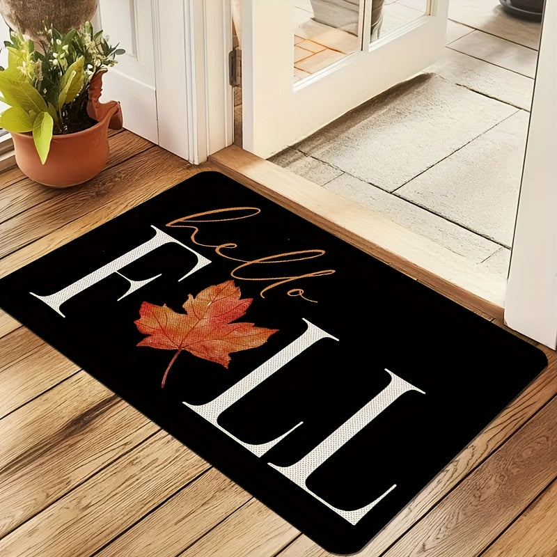 Thanksgiving Welcome Mat Autumn Maple Leaf - Non-Slip Washable Flannel Doormat for Entryway Porch Bedroom, Soft Seasonal Fall Floor Mat, 2 Sizes