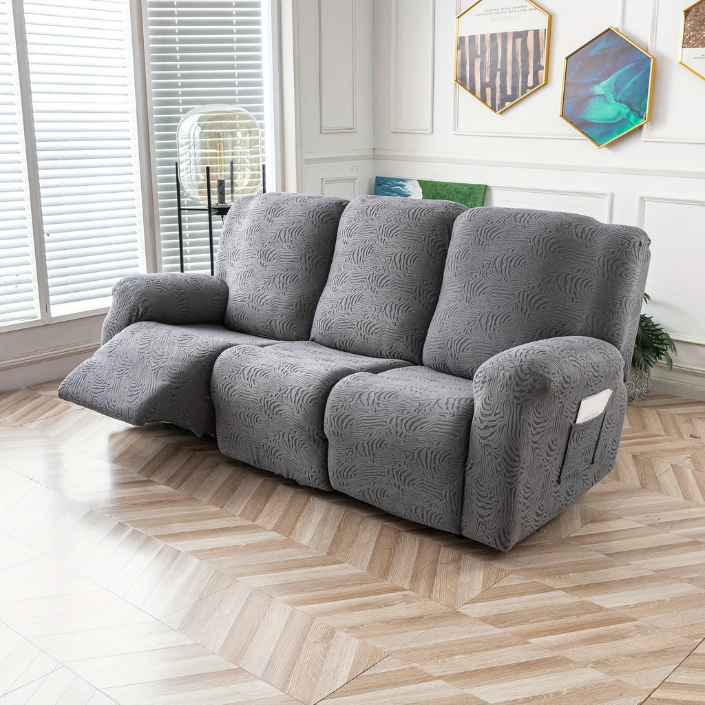 5-Piece Recliner Sofa Cover Set – Washable Furniture Protector with Elastic Bottom for 3-Seat Reclining Couch | Chocolate, Black, Grey, Beige