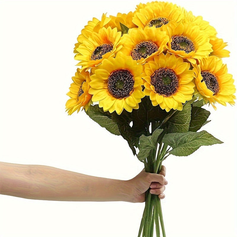 Sunflowers Artificial Flowers 20pcs 10pcs Bulk Fake Sunflower Stems for Home Decor, Wedding Centerpiece, Outdoor Table Decor, Church School Photography Props, Party & Mother's Day Gift