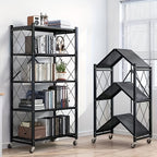 3/4/5-Tier Rolling Storage Rack with Wheels – No Assembly Required Portable Floor-Standing Multi-Layer Shelving Unit for Outdoor, Garage, Kitchen & Home
