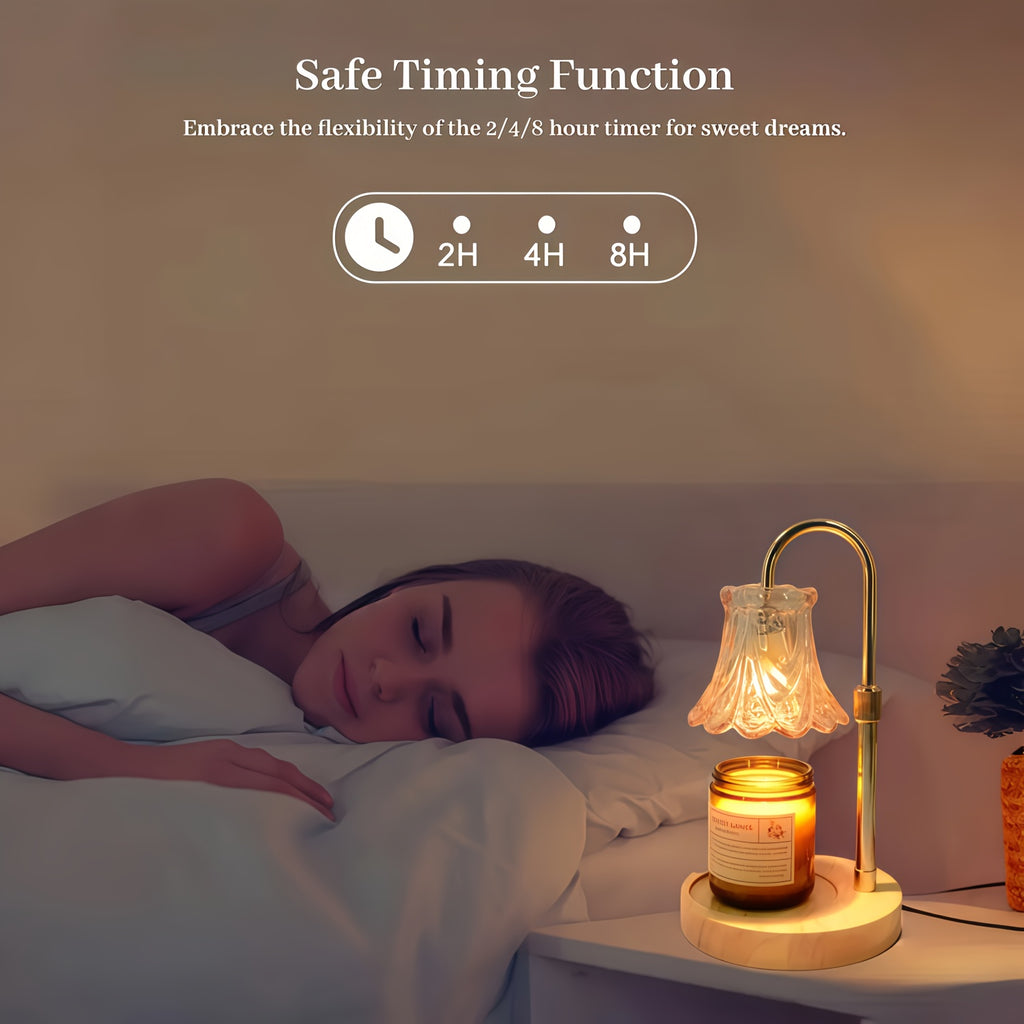 Flower Candle Warmer Lamp 2-Pack – Adjustable Height with Timer & Dimmer, Wax Melt Warmer for Scented Wax, Flameless Room Decor, Thoughtful Gift for Mom (Bulb Not Included)