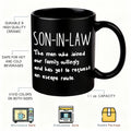 Son in Law Coffee Mug Gift 11oz - Heartwarming Quote Mug for Son in Law from Parents, Birthday Christmas Family Gift, Black Ceramic Tea Cup Daily Use Drinkware