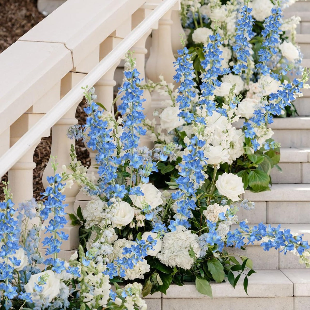 Faux Delphinium Larkspur Stems 8pcs 33.5 Inch Artificial Flowers for Wedding Table Centerpiece Bridal Bouquet Home Garden Vase Floral Arrangement Decor in Dusty Blue Pink Purple Orange
