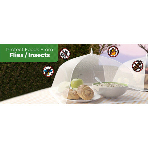 Foldable Pop-Up Food Cover Umbrella Tent with Screen Net Plate Protector 3 Pack Bug Shield for Outdoor Picnic BBQ Camping No Assembly Required White