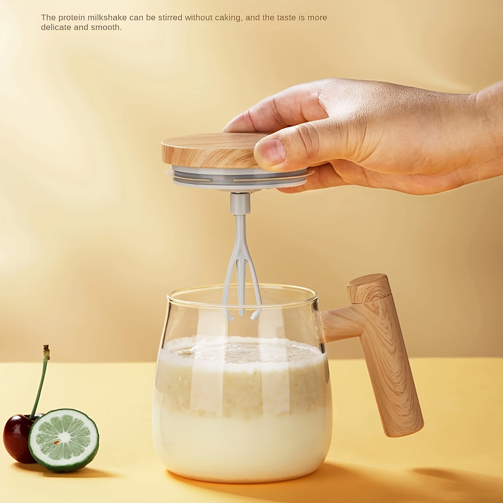 Electric Self-Mixing Mug 13.53oz Borosilicate Glass Auto Stirring Coffee Mug 6000 RPM Battery Powered for Coffee Milk Protein Powder