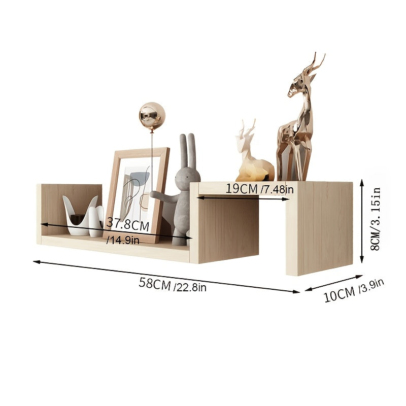 Floating Wall Shelves 22.8" – Set of 2 Creative Wall-Mounted Display Shelves with Reinforcement Plate, Heavy-Duty Bearing, Easy Install for Bedroom, Living Room, Bathroom & Kitchen