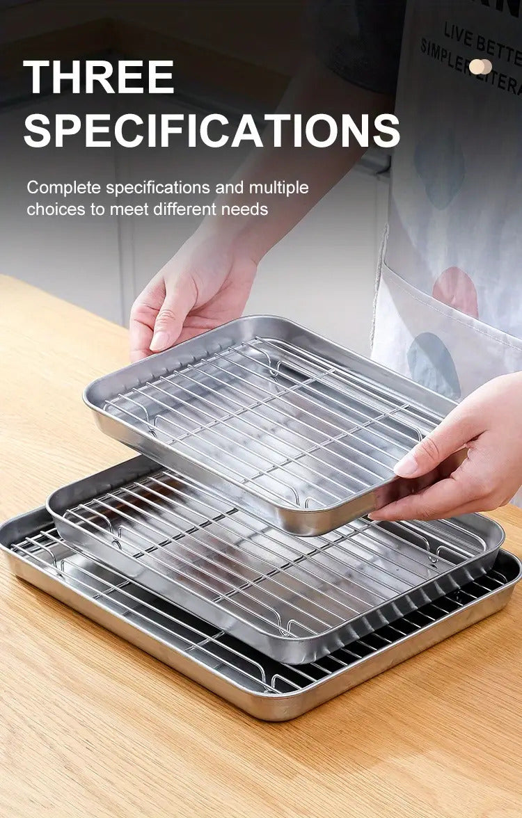 Stainless Steel Baking Sheet with Rack Set – Oven & Dishwasher Safe Cookie Pan with Cooling Rack for Healthy Baking, Roasting & Christmas Cookies