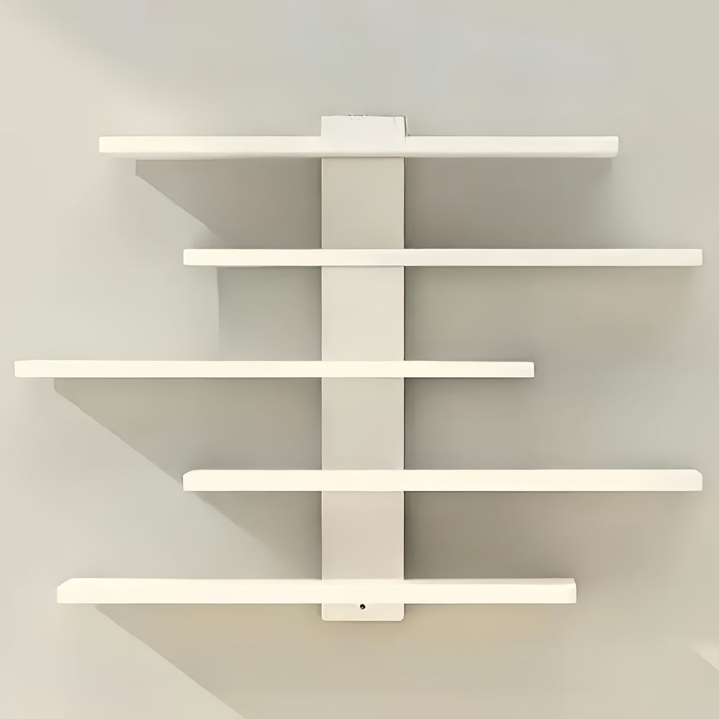 5-Tier Floating Wall Shelves Adjustable Display Rack – Modern Fiberboard Collectible Shelf for Action Figures, Building Blocks, Dolls & Statues, Decorative Storage Unit for Home & Office