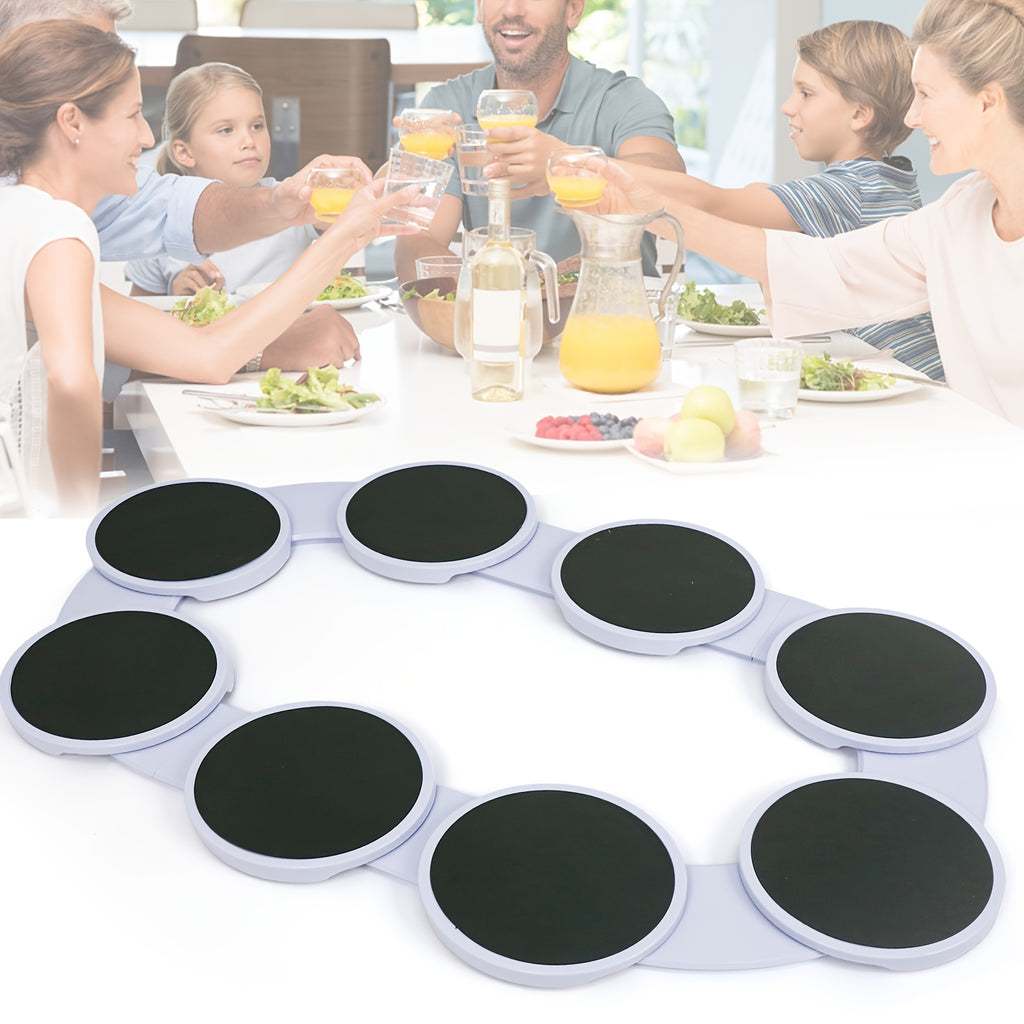 Lazy Susan Turntable Set 8PCS Expandable Rotating Serving Tray for Rectangular & Oblong Dining Tables – Smooth 360° Spin Plastic Tabletop Organizer for Family Dinners, Hotpot & Entertaining