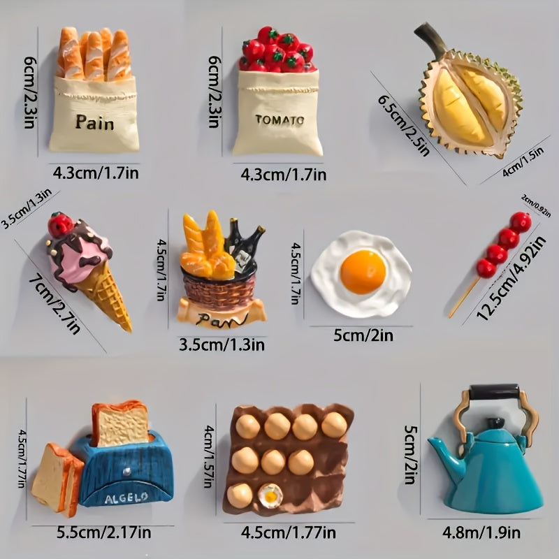 Cute Refrigerator Stickers 10pcs, Decorative Kitchen Appliance Stickers for Fridge, Dishwasher & Home Decor, Fun & Whimsical Wall Decals, Easy to Apply & Remove, Great Housewarming Gift