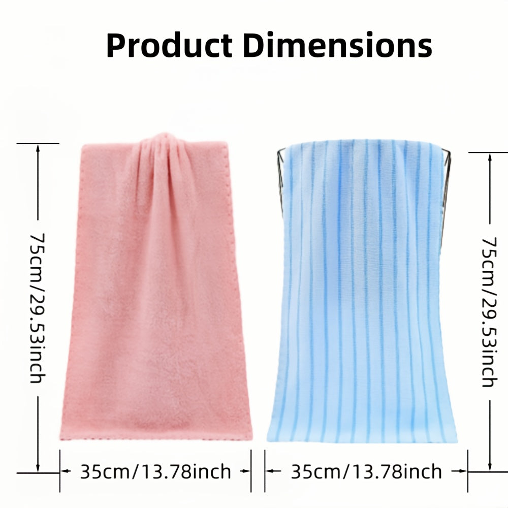 Color Coded Coral Fleece Towel Set 5 Pack – Ultra Soft Thickened Absorbent Bath Face Towels 5 Colors for Spa Sensitive Skin, Solid or Striped