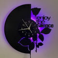 LED Vinyl Wall Clock Black Rose Theme with Color-Changing LED Lights – Unique Home Decor Wall Clock Gift