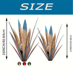 Metal Agave Solar Garden Lights Set of 2 (Large & Small) – Auto Dusk-to-Dawn Outdoor Stake Lights for Lawn, Courtyard, Garden & Patio Decor, 8 Color Options