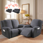 Jacquard Stretch Recliner Sofa Cover – Big Leaves Pattern, 1/2/3 Seater & Loveseat with Console, Winter Insulation Soft Washable, 6 Colors