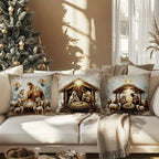 Christmas Pillowcase Set of 4 Farmhouse Holiday Decorative Cushion Covers 18x18 Inch for Sofa Living Room Bedroom Winter Home Decoration (No Pillow Insert)