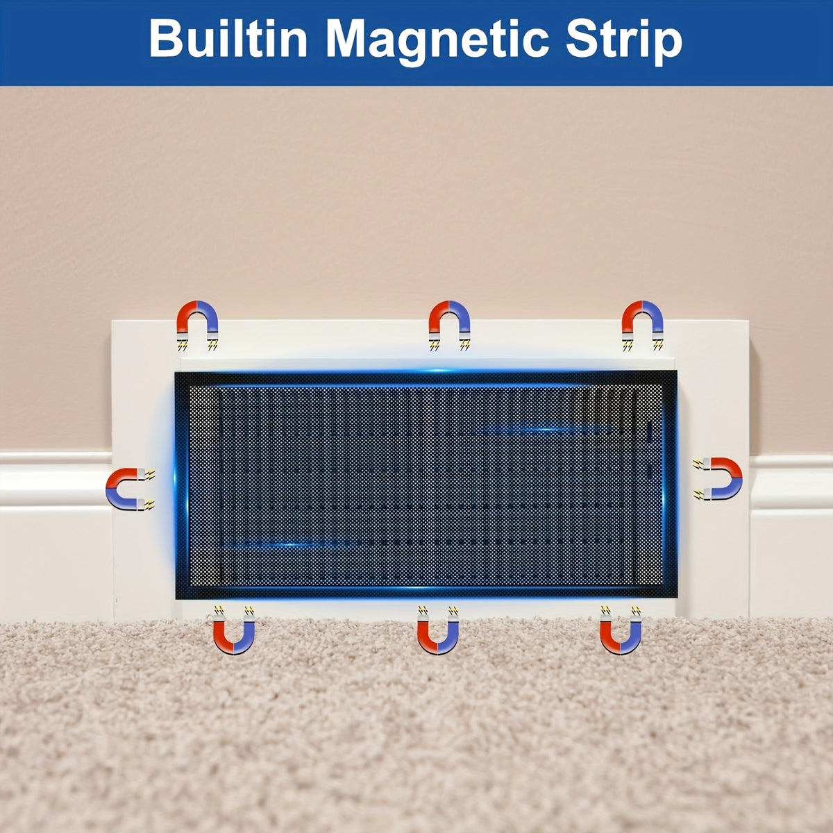 Magnetic HVAC Vent Covers for Floor Wall Ceiling PVC Air Vent Screen with Mesh Filter Tool-Free Installation Pest Control 4 & 5 Pack