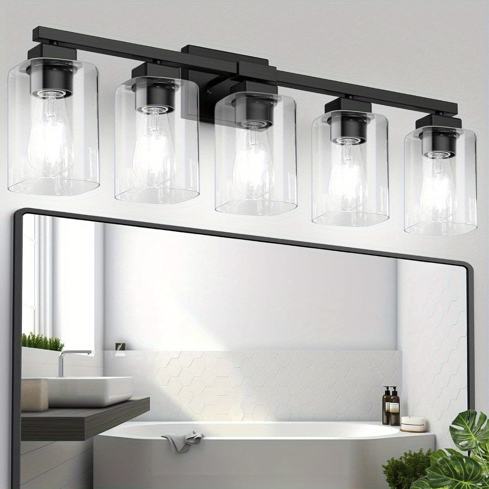 Black Vanity Light Bar 3, 4 or 5-Light Modern Bathroom Vanity Lighting Fixture - Over Mirror Wall Sconce for Bathroom, Bedroom, Living Room & Hallway, Contemporary Black Wall Light