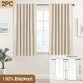 100% Blackout Curtains Back Tab & Rod Pocket for Bedroom Living Room - Thermal Insulated Darkening Drapes 2 & 4 Panel Sets for Windows Office Kitchen, Modern Home Decor