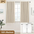 100% Blackout Curtains Back Tab & Rod Pocket for Bedroom Living Room - Thermal Insulated Darkening Drapes 2 & 4 Panel Sets for Windows Office Kitchen, Modern Home Decor