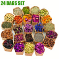 Dried Flowers Craft Set 24pcs Roses Jasmine Peony Lavender Forget-Me-Not Dried Plant Kit for Resin Jewelry Making DIY Candle Soap Scrapbooking Seasonal Decor