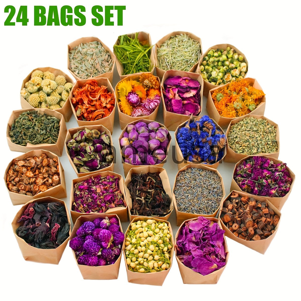 Dried Flowers Craft Set 24pcs Roses Jasmine Peony Lavender Forget-Me-Not Dried Plant Kit for Resin Jewelry Making DIY Candle Soap Scrapbooking Seasonal Decor