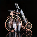 Vintage Bicycle Wine Rack Holder with Glass Storage – Iron Tabletop Wine Bottle Stand for Home Decor Parties & Gifts