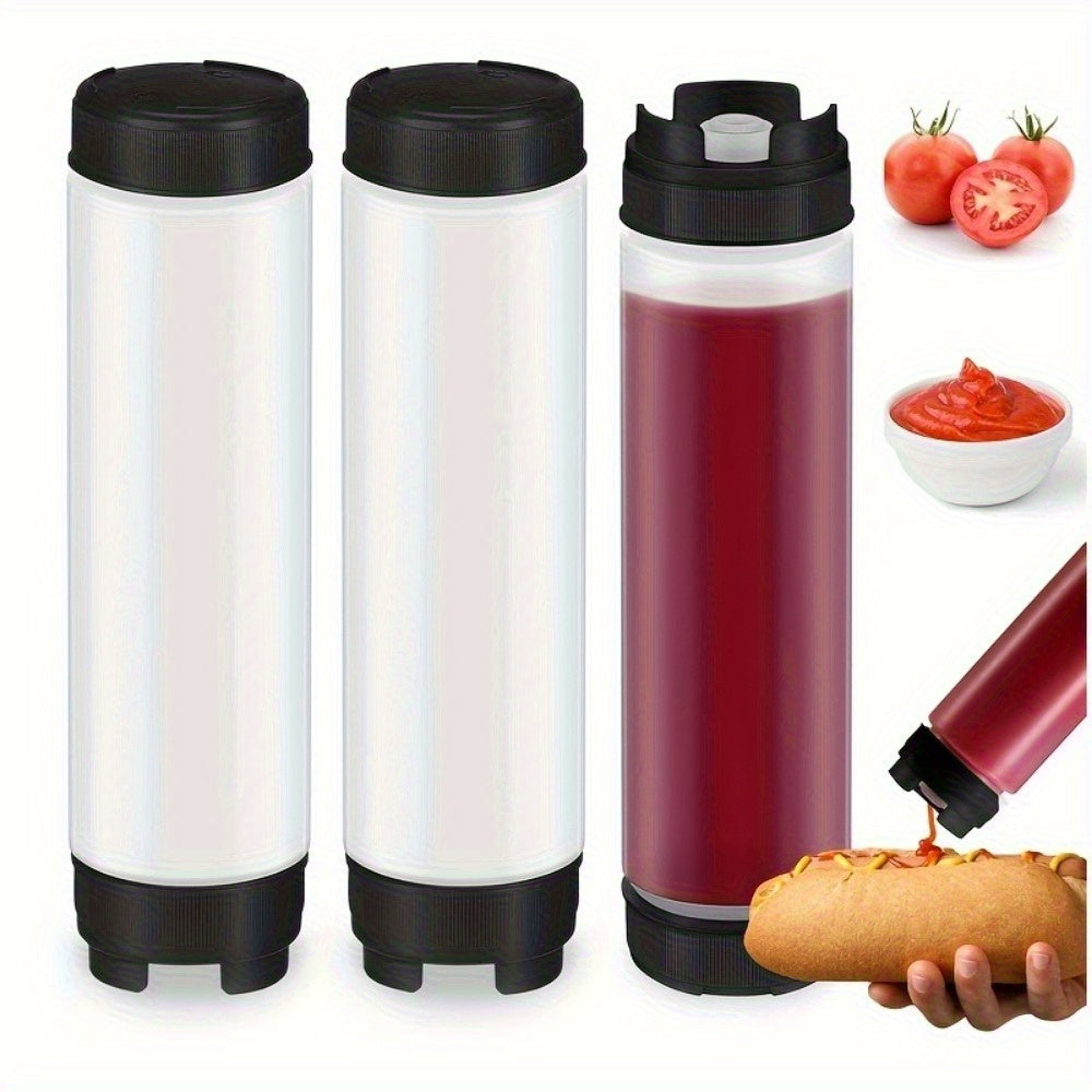 Squeeze Bottles Set of 3 Leak-Proof Condiment Dispensers – Wide Mouth Transparent Plastic for Sauces, Honey, Syrup, BBQ & Ketchup | Kitchen & Outdoor Use | Nuvia Haven