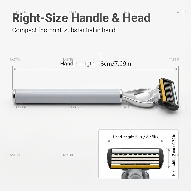 Men's Razor Shaving Kit 2 Handles 72 Blade Refills - Six-Layer Stainless Steel Safety Razor Set for Beard Mustache Grooming, Christmas Valentine Gift for Him