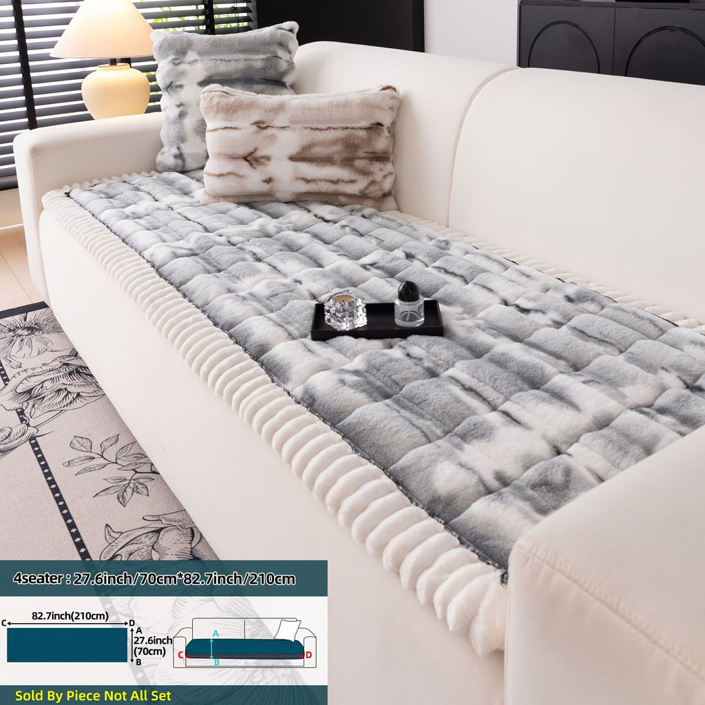 Plush Sofa Cover Super Soft Thickened Warm Anti-Slip Couch Cushion Mat – Furry Velvet Sofa Protector for Living Room Bedroom, Easy Care Durable Home Decor Furniture Cover