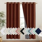 Linen Blackout Curtains 2 Panels 100% Farmhouse Grommet Top – Thermal Insulated Thick Window Drapes for Living Room Bedroom, 11 Colors 6 Sizes