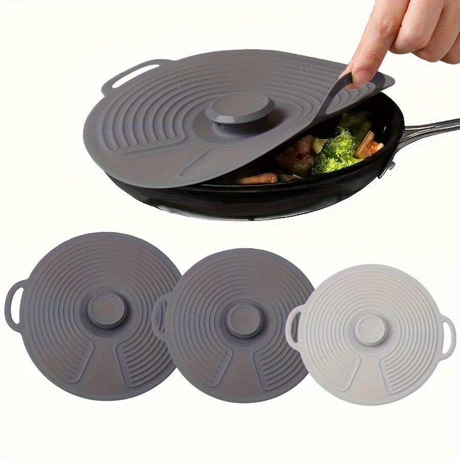 Silicone Lids Set of 3 S+M+L Suction Seal Reusable Bowl Plate Cup Covers for Fridge & Food Storage – Eco-Friendly Kitchen Stretch Lids