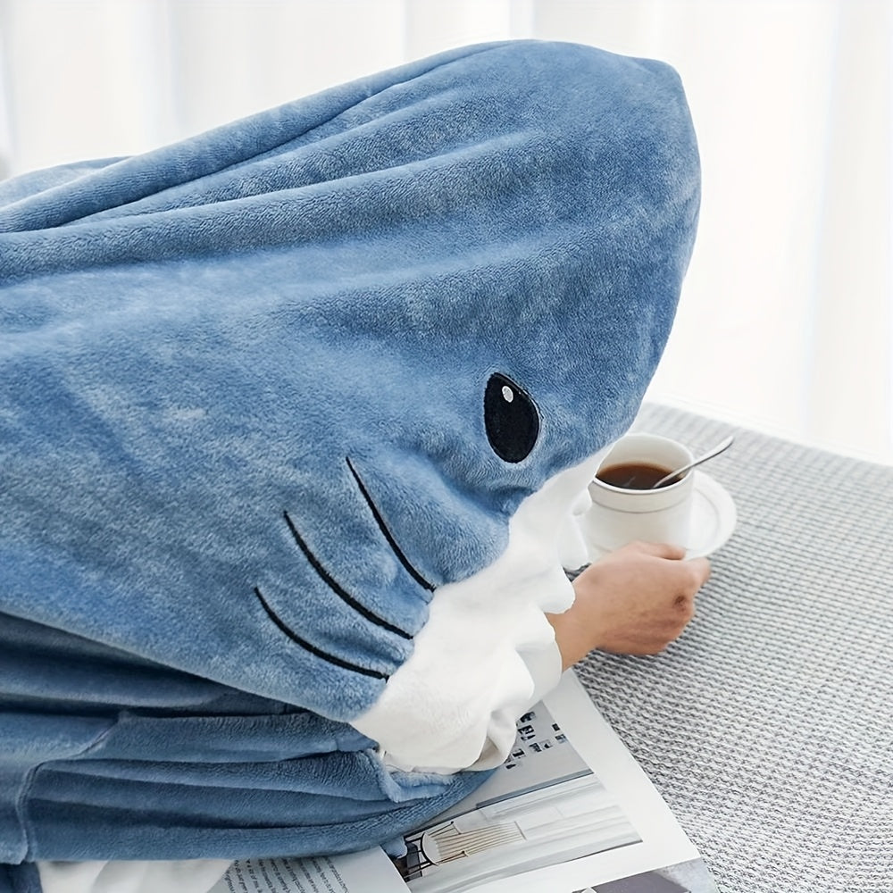 Shark Blanket Onesie Wearable Flannel Sleeping Bag with Hood - Cozy Shark Costume Blanket for Halloween, Shark Week & Parties, Machine Washable Funny Wearable Blanket