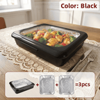 Reusable Food Storage Tray Set 4PCS 2-in-1 Plastic Serving Tray with Foil Trays – Holiday Party Containers for Christmas, Thanksgiving, BBQ & Outdoor Gatherings, White, Red & Black