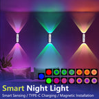 Magnetic Motion Sensor LED Night Lights USB Rechargeable - 9-Color Wall-Mounted Wireless Sconce, 3 Sensing Modes, No Wiring, for Hallway Bedroom Stairs Kitchen | Nuvia Haven